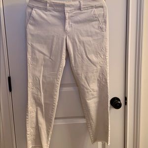 Cream Loft frayed ankle pants size 6